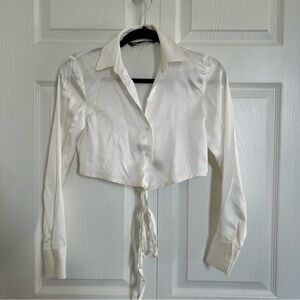 Zara Sz S Satin Wrap Crop Top NWOT